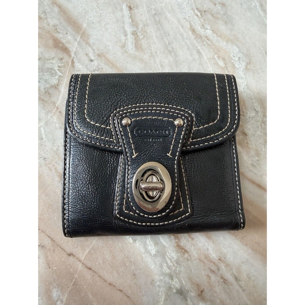 RARE Coach Legacy Black Leather Trifold  Wallet Excellent Condition!